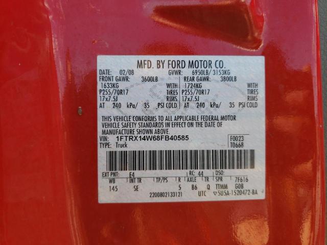 Photo 10 from auction – 2008 FORD F150 with VIN 1FTRX14W68FB40585