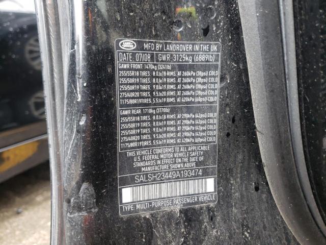 Photo 10 from auction – 2009 LAND ROVER RANGE ROVE with VIN SALSH23449A193474