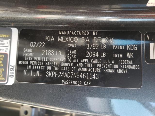 Photo 10 from auction – 2022 KIA FORTE FE with VIN 3KPF24AD7NE461143