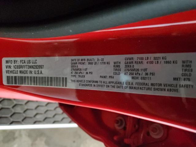 Photo 10 from auction – 2022 RAM 1500 BIG H with VIN 1C6SRFFT3NN283997