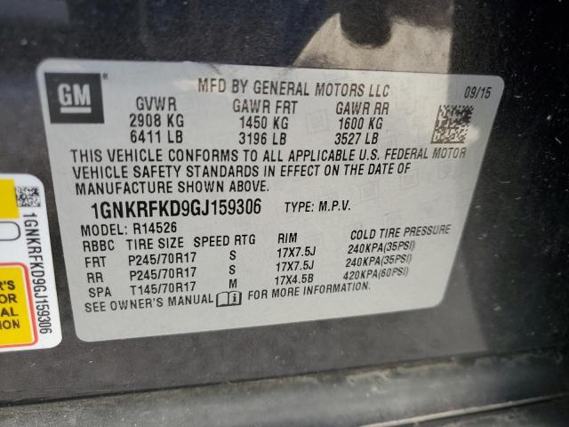 Photo 10 from auction – 2016 CHEVROLET TRAVERSE L with VIN 1GNKRFKD9GJ159306