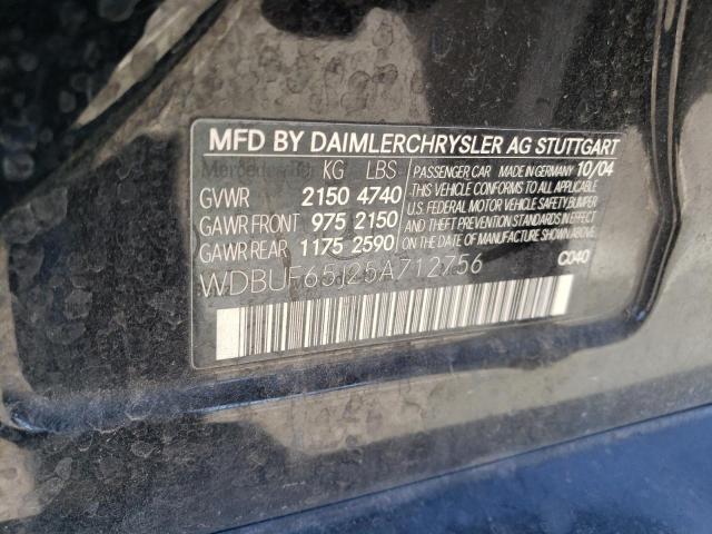 Photo 12 from auction – 2005 MERCEDES-BENZ E 320 with VIN WDBUF65J25A712756