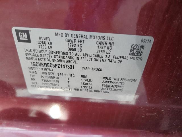 Zdjęcie 10 z aukcji – 2015 CHEVROLET SILVERADO z VIN 1GCVKREC5FZ147331