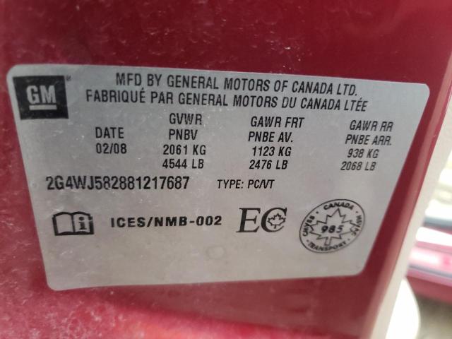 Photo 10 from auction – 2008 BUICK ALLURE CXL with VIN 2G4WJ582881217687