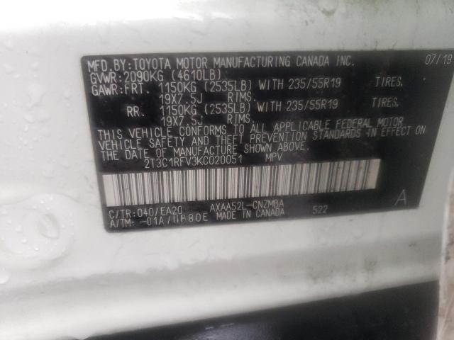 Photo 12 from auction – 2019 TOYOTA RAV4 XLE P with VIN 2T3C1RFV3KC020051