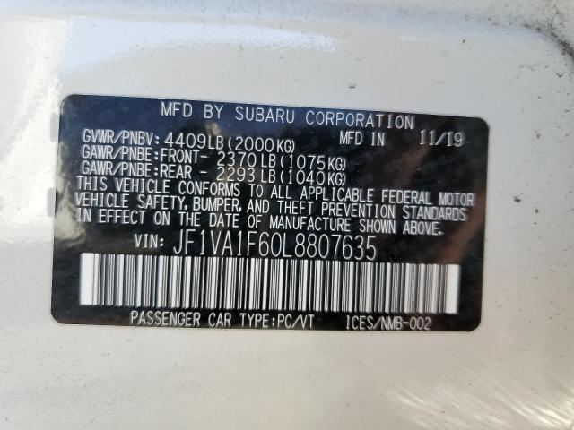Photo 10 from auction – 2020 SUBARU WRX PREMIU with VIN JF1VA1F60L8807635