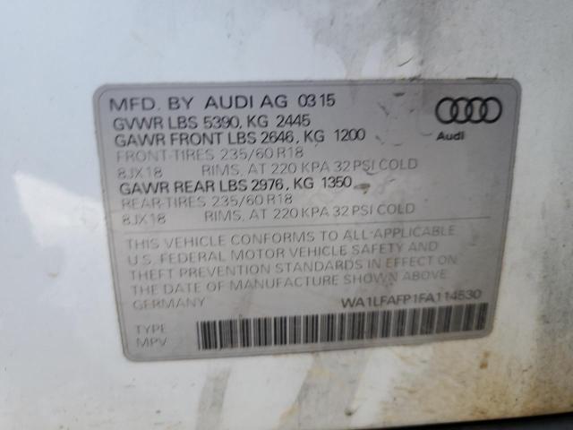 Photo 10 from auction – 2015 AUDI Q5 PREMIUM with VIN WA1LFAFP1FA114530