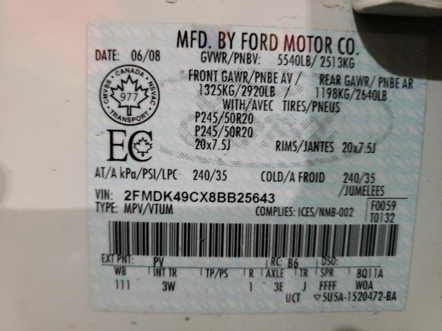 Photo 10 from auction – 2008 FORD EDGE LIMIT with VIN 2FMDK49CX8BB25643