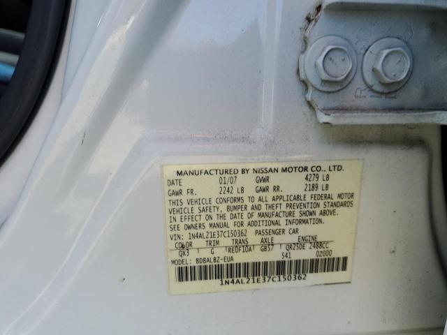 Photo 10 from auction – 2007 NISSAN ALTIMA 2.5 with VIN 1N4AL21E37C150362