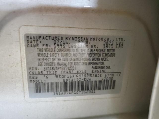 Photo 10 from auction – 2016 NISSAN SENTRA S with VIN 3N1AB7AP1GY312351