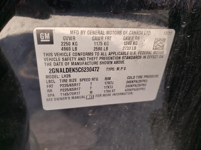 Photo 10 from auction – 2012 CHEVROLET EQUINOX LT with VIN 2GNALDEK5C6230472