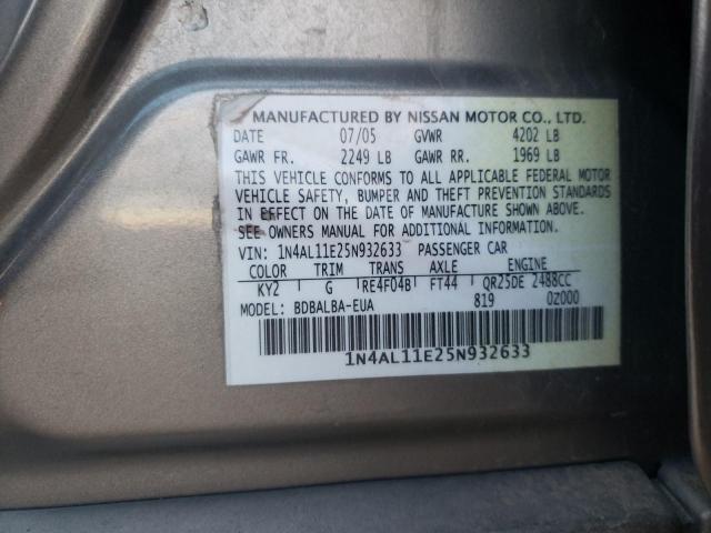 Photo 10 from auction – 2005 NISSAN ALTIMA S with VIN 1N4AL11E25N932633