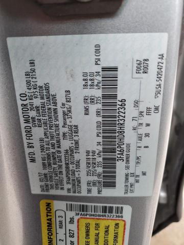 Photo 10 from auction – 2017 FORD FUSION SE with VIN 3FA6P0HD8HR322366
