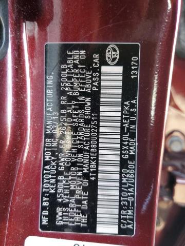 Photo 10 from auction – 2013 TOYOTA AVALON BAS with VIN 4T1BK1EB8DU027511