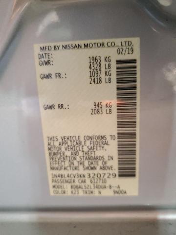 Photo 10 from auction – 2019 NISSAN ALTIMA SR with VIN 1N4BL4CV3KN320729