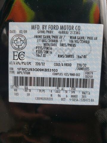 Photo 10 from auction – 2009 FORD ESCAPE XLT with VIN 1FMCU93G09KB53103