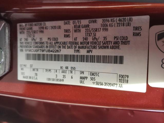Photo 10 from auction – 2015 FORD ESCAPE S with VIN 1FMCU0F79FUB42267