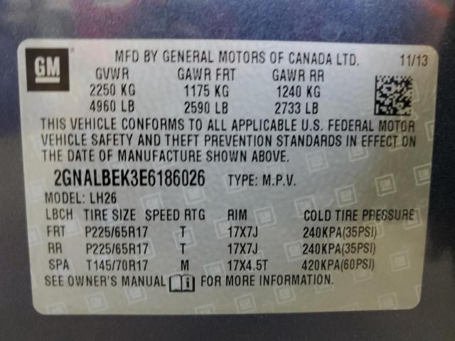 Photo 10 from auction – 2014 CHEVROLET EQUINOX LT with VIN 2GNALBEK3E6186026