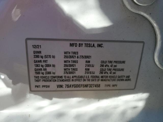 Photo 10 from auction – 2022 TESLA MODEL Y with VIN 7SAYGDEF5NF327458