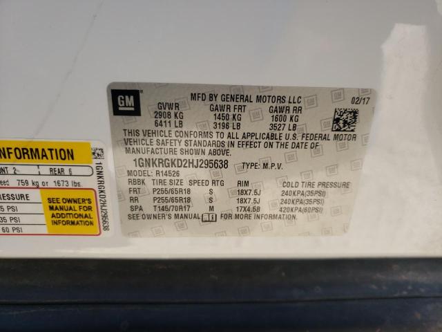 Photo 10 from auction – 2017 CHEVROLET TRAVERSE L with VIN 1GNKRGKD2HJ295638