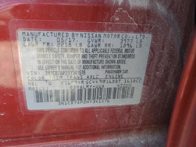 Photo 10 from auction – 2017 NISSAN SENTRA SR with VIN 3N1CB7AP2HY341576