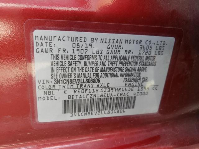 Photo 10 from auction – 2020 NISSAN VERSA SV with VIN 3N1CN8EV2LL806806