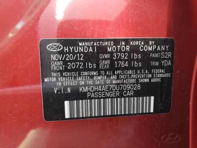 Photo 10 from auction – 2013 HYUNDAI ELANTRA with VIN KMHDH4AE7DU709028