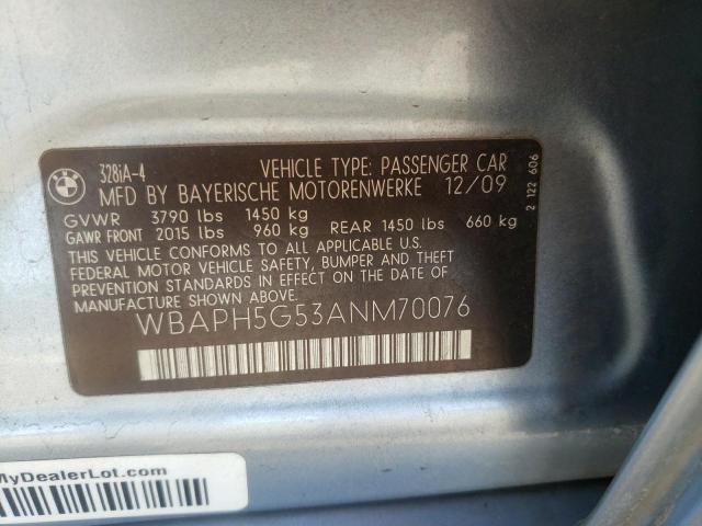 Photo 10 from auction – 2010 BMW 328 I SULE with VIN WBAPH5G53ANM70076
