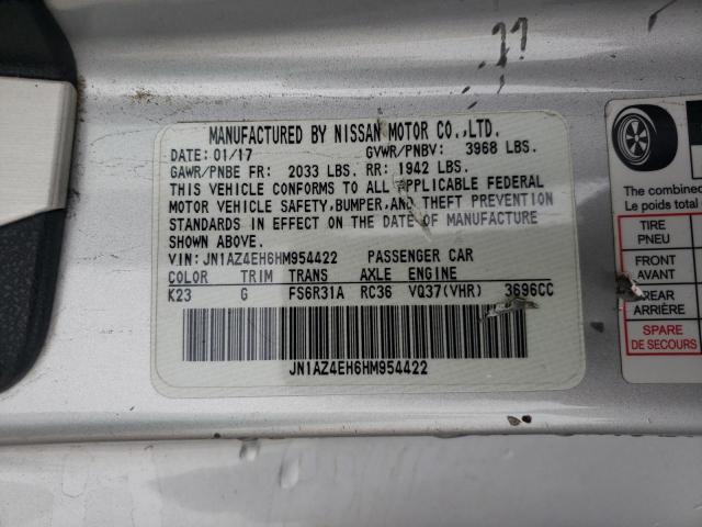 Photo 10 from auction – 2017 NISSAN 370Z BASE with VIN JN1AZ4EH6HM954422