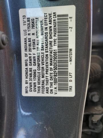 Photo 10 from auction – 2013 HONDA CIVIC LX with VIN 19XFB2F50DE290661