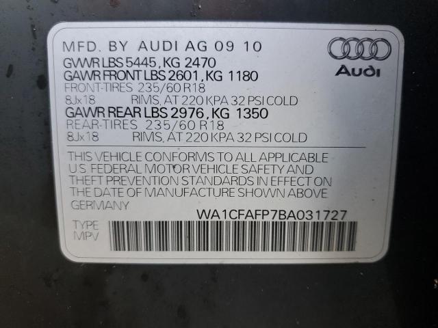 Photo 10 from auction – 2011 AUDI Q5 PREMIUM with VIN WA1CFAFP7BA031727