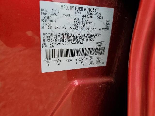 Photo 10 from auction – 2010 FORD EDGE SEL with VIN 2FMDK3JC3ABA96014