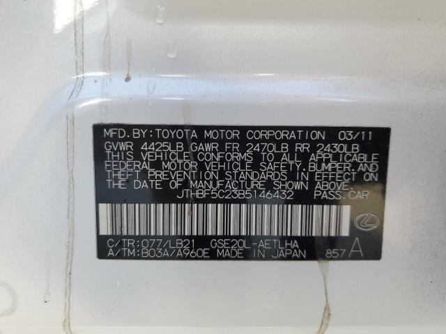 Photo 10 from auction – 2011 LEXUS IS 250 with VIN JTHBF5C23B5146432