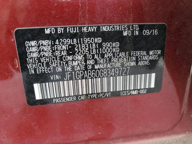 Photo 10 from auction – 2016 SUBARU IMPREZA PR with VIN JF1GPAB60G8349727