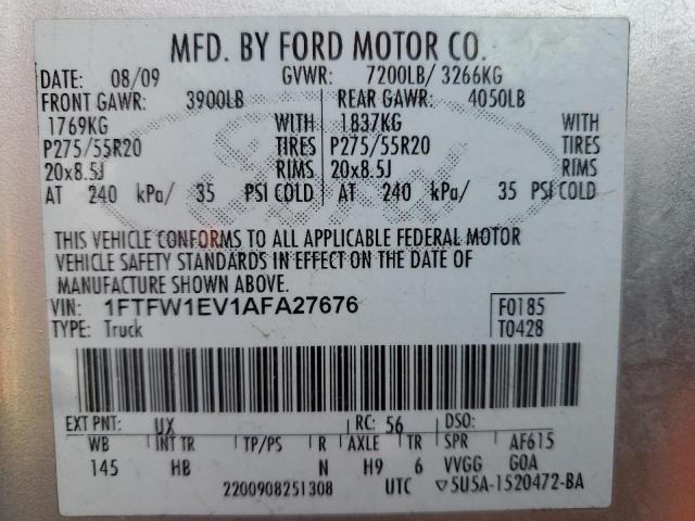 Photo 10 from auction – 2010 FORD F150 SUPER with VIN 1FTFW1EV1AFA27676