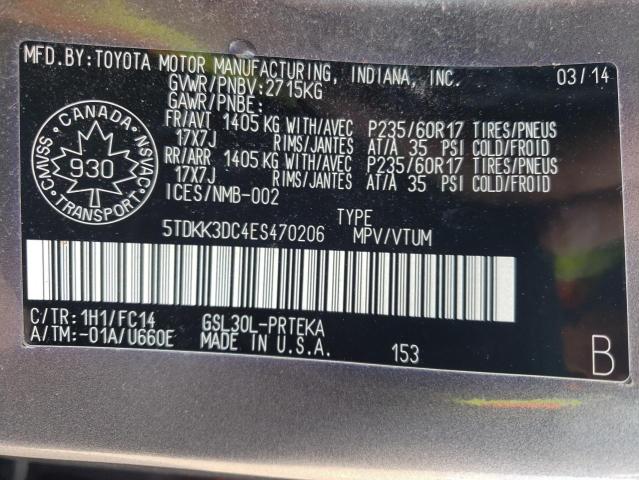 Photo 10 from auction – 2014 TOYOTA SIENNA LE with VIN 5TDKK3DC4ES470206