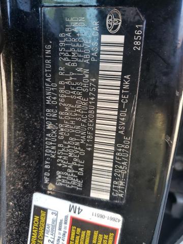 Photo 10 from auction – 2011 TOYOTA CAMRY BASE with VIN 4T1BF3EK0BU147574