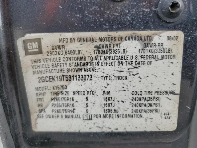 Photo 10 from auction – 2003 CHEVROLET SILVERADO with VIN 2GCEK19T531133073
