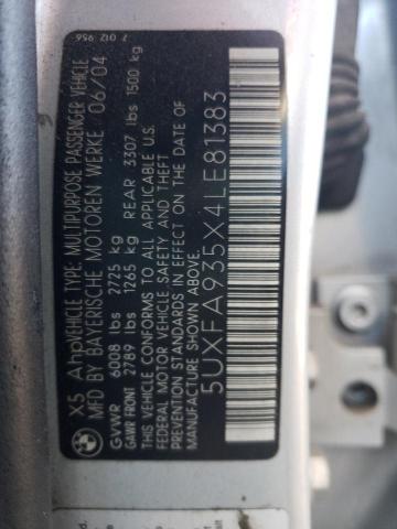 Photo 10 from auction – 2004 BMW X5 4.8IS with VIN 5UXFA935X4LE81383
