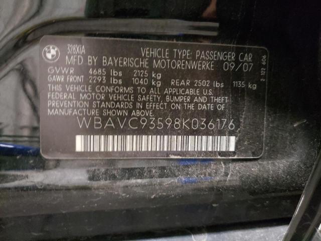 Photo 10 from auction – 2008 BMW 328 XI with VIN WBAVC93598K036176