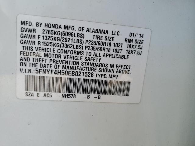 Photo 10 from auction – 2014 HONDA PILOT EXL with VIN 5FNYF4H50EB021528