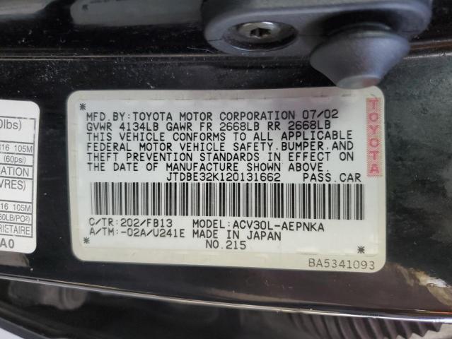 Photo 10 from auction – 2002 TOYOTA CAMRY LE with VIN JTDBE32K120131662