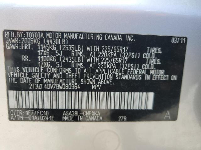 Photo 10 from auction – 2011 TOYOTA RAV4 with VIN 2T3ZF4DV7BW080964