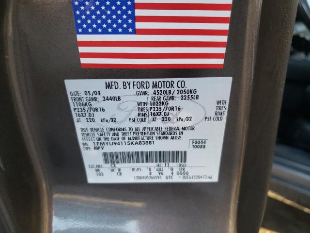Photo 10 from auction – 2005 FORD ESCAPE LIM with VIN 1FMYU94115KA83881