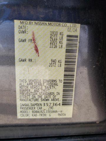 Photo 10 from auction – 2014 NISSAN ALTIMA 2.5 with VIN 1N4AL3AP0EN357364