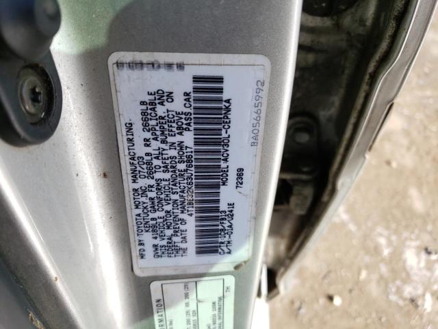Photo 10 from auction – 2003 TOYOTA CAMRY LE with VIN 4T1BE32K63U768617