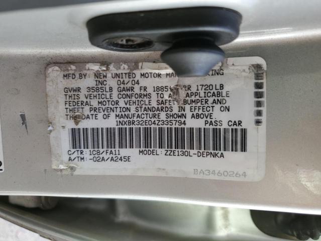 Photo 10 from auction – 2004 TOYOTA COROLLA CE with VIN 1NXBR32E04Z335794