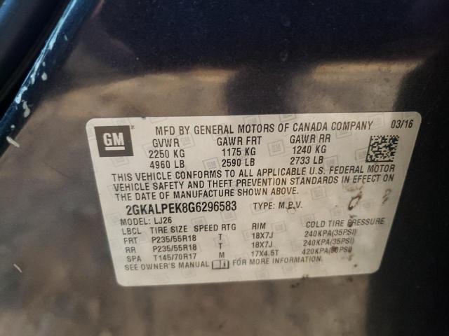 Photo 10 from auction – 2016 GMC TERRAIN SL with VIN 2GKALPEK8G6296583