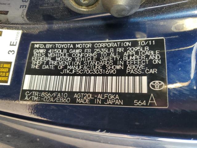 Photo 10 from auction – 2012 TOYOTA SCION TC with VIN JTKJF5C70C3031690
