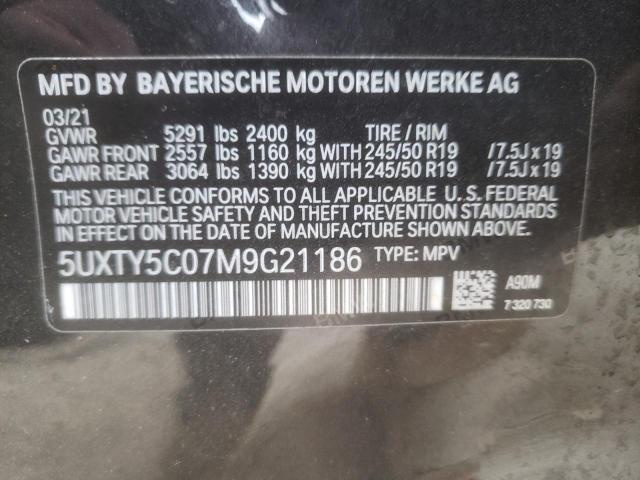 Photo 10 from auction – 2021 BMW X3 XDRIVE3 with VIN 5UXTY5C07M9G21186